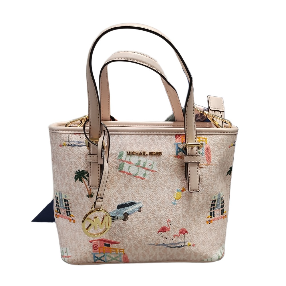 Michael Kors Jet Set Travel XS Signature Tote Bag Womens Multicolor Miami Print